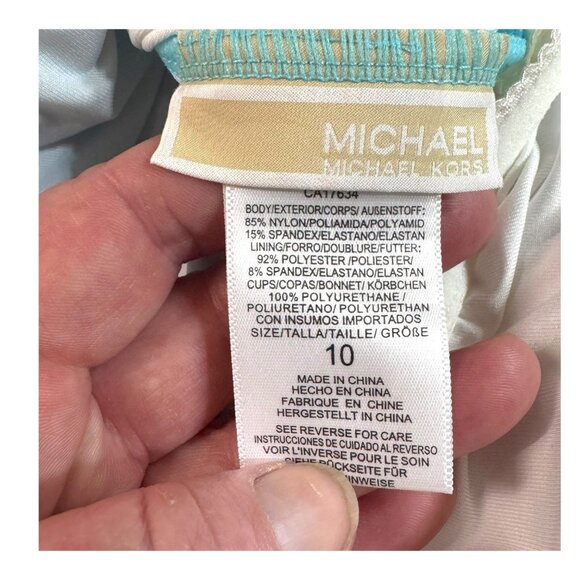 Michael Kors Swimsuit 1 one piece Sz 10 One Shoulder Maillot Summer Blue Suit - Picture 3 of 5